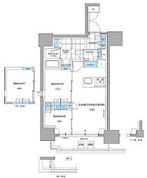 ルフォンプログレ本郷三丁目 11階2LDKの間取り