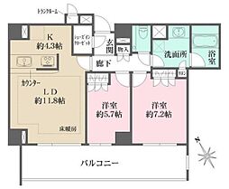 パークハウス池田山公園白金台の杜E棟 2LDKの間取図画像