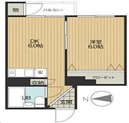 宮園コーポ 2階1DKの間取り