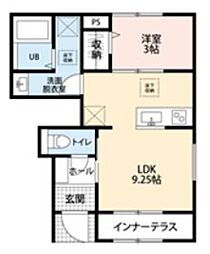 リーブルファイン川口上青木西 1階1LDKの間取り