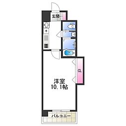 Luxe天王寺 1Kの間取図画像