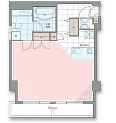 ホテル＆レジデンス六本木 7階ワンルームの間取り