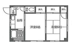 十軒町ハイツ 2階2Kの間取り