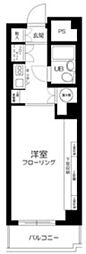 築地スカイレジテル ワンルームの間取図画像