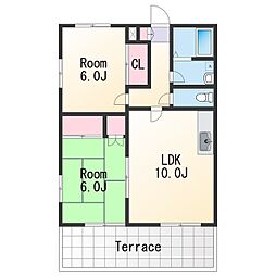 ハイムフューチャー 1階2LDKの間取り