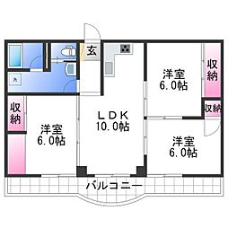 サンコーポ 3LDKの間取図画像