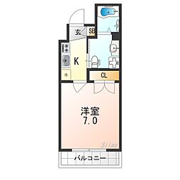 THE GARNET SUITE RESIDENCE 西院I 1階1Kの間取り