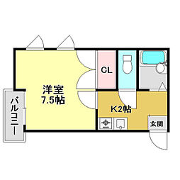 ピュアセントハウス 1Kの間取図画像