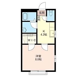 ファビラス 2階1Kの間取り
