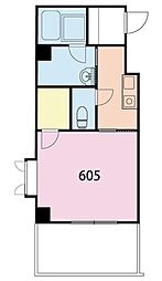 サポーレ松戸 5階1Kの間取り