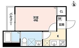 THEHOUSE船橋前原 1Kの間取図画像