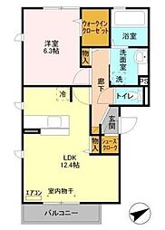 グラティア 1LDKの間取図画像