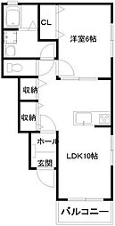 京成本線 江戸川駅 徒歩12分の賃貸アパート 1階1LDKの間取り