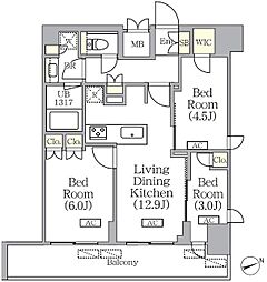 PRIMEGARDEN銀座八丁堀 3LDKの間取図画像