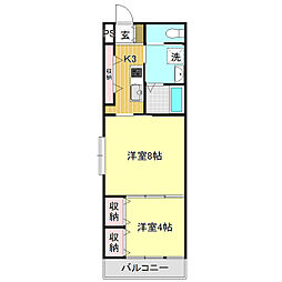 オブジェ朝倉 2Kの間取図画像