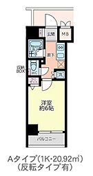 グランダジュール八丁堀 5階1Kの間取り