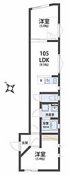 東村山市久米川町3丁目アパート 2LDKの間取図画像