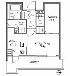 レスピール蓮根 1LDKの間取図画像