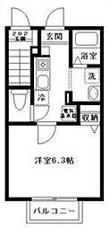 フラット四つ木B 1Kの間取図画像