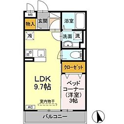 エスポワール 2階1LDKの間取り