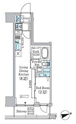 PrimeBliss東中野駅前 1LDKの間取図画像
