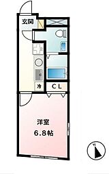 JR横須賀線 西大井駅 徒歩5分の賃貸マンション 2階1Kの間取り