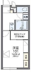 レオパレス新町 1Kの間取図画像