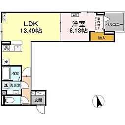 グラナーデ加賀 3階1LDKの間取り