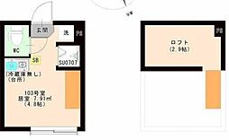 ＪＵＮＥ 1階ワンルームの間取り