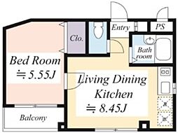 幡ヶ谷五番館 3階1LDKの間取り