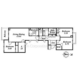 アルファス 3SLDKの間取図画像