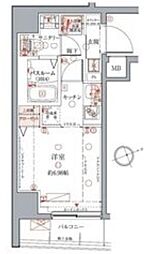 東急池上線 荏原中延駅 徒歩9分の賃貸マンション 7階ワンルームの間取り