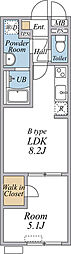 リブリ・アーバンクレスト 1LDKの間取図画像