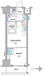 ルフォンプログレ門前仲町マークス 1DKの間取図画像