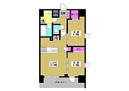 サンプレジエール 11階2LDKの間取り