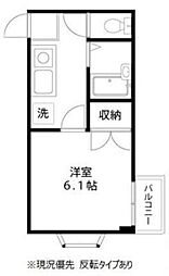 パールハイツ 2階1Kの間取り