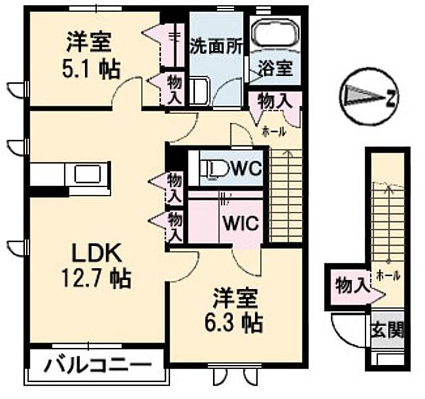 モンソレイユ　Ａ A201｜広島県安芸郡府中町山田１丁目(賃貸アパート2LDK・2階・62.60㎡)の写真 その2