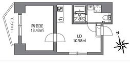 アズミュージック新宿御苑 1DKの間取図画像
