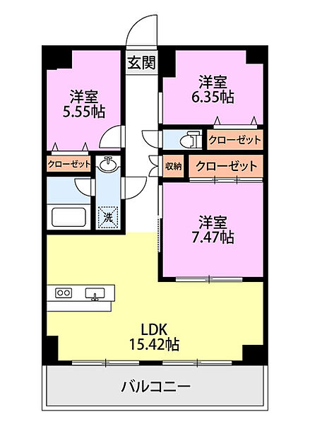 ルネスＨ笹口 903｜新潟県新潟市中央区笹口２丁目(賃貸マンション3LDK・9階・80.96㎡)の写真 その2