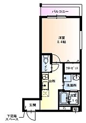 フジパレス遠里小野5番館 1Kの間取図画像