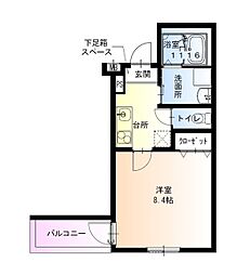 西宮市上大市3丁目アパート 1Kの間取図画像