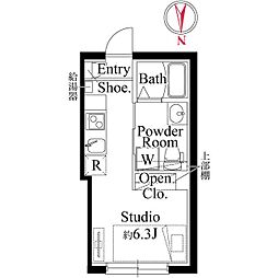 CASA PIAZZA 大森西 5階ワンルームの間取り