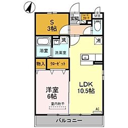 カンパーニュ 1LDKの間取図画像