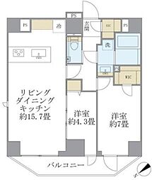 ルネサンス赤坂プレミアムコート 2LDKの間取図画像