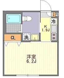 マウ溝の口 1Kの間取図画像