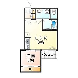 H-maison姫島III 1LDKの間取図画像