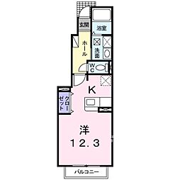 JR紀勢本線 紀三井寺駅 3.3kmの賃貸アパート 1階ワンルームの間取り