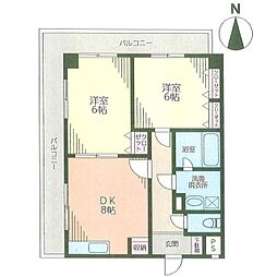 インペリアル松岡 2DKの間取図画像