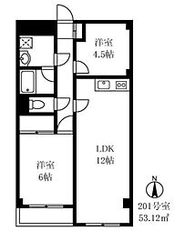 ペーブメント久が原 3階2LDKの間取り