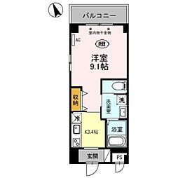 第一フラワーマンション弐番館 1Kの間取図画像